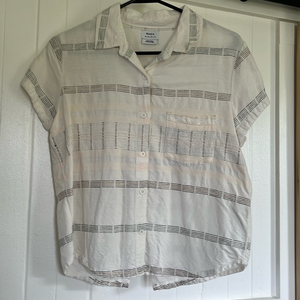 RVCA size M white stripped shirt